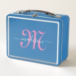 Mit Monogramm Pink-Script-Girl Metall Brotdose