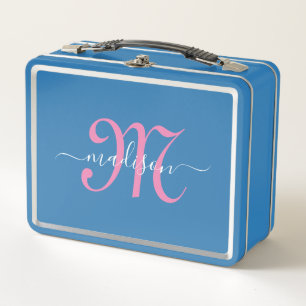 Mit Monogramm Pink-Script-Girl Metall Brotdose