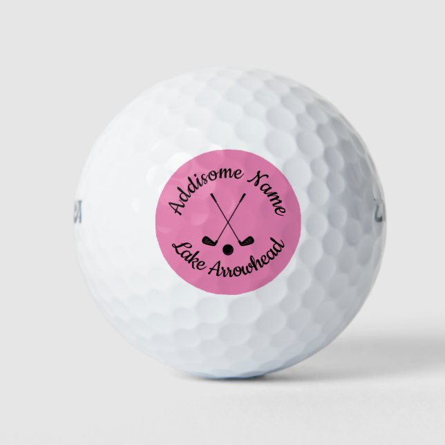 Mit Monogramm Pink White golfball club Ladys (Vorderseite)