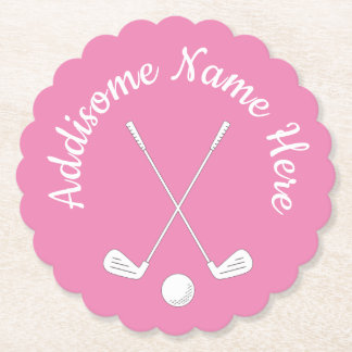 Mit Monogramm Pink White golfball club Ladys Untersetzer