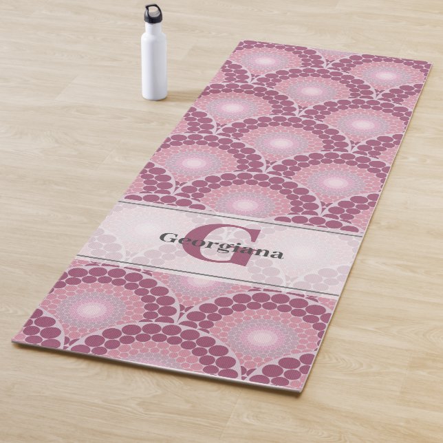 Mit Monogramm Pinks Dusky Rose Dot Mandala Yogamatte (Beispiel)