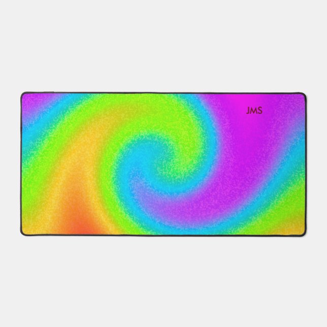 Mit Monogramm Psychedelic Yin & Yang Desk Mat Schreibtischunterlage (Vorderseite)