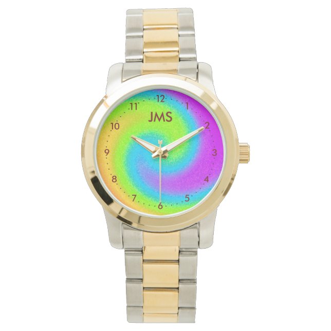 Mit Monogramm Psychedelic Yin & Yang Watch Armbanduhr (Vorderseite)
