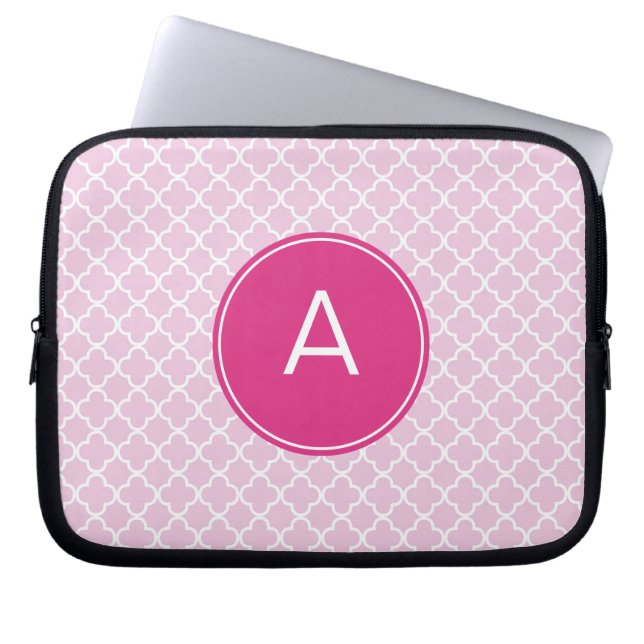 Mit Monogramm Quatrefolienmuster Laptopschutzhülle (Vorderseite)