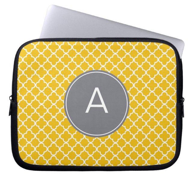 Mit Monogramm Quatrefolienmuster Laptopschutzhülle (Vorderseite)
