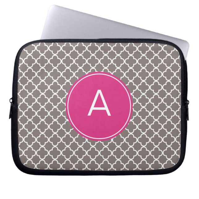 Mit Monogramm Quatrefolienmuster Laptopschutzhülle (Vorderseite)