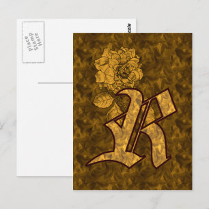 Mit Monogramm R Gold Peony Postcard Postkarte