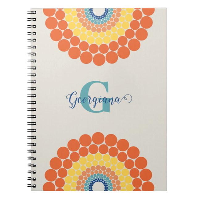 Mit Monogramm Radiant Aegean Summer Dot Mandala Notizblock (Vorderseite)