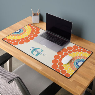 Mit Monogramm Radiant Aegean Summer Dot Mandala Schreibtischunterlage