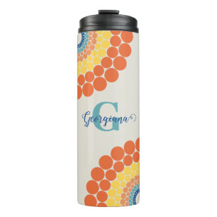 Mit Monogramm Radiant Aegean Summer Dot Mandala Thermosbecher