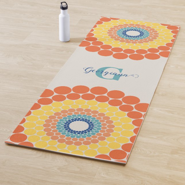 Mit Monogramm Radiant Aegean Summer Dot Mandala Yogamatte (Beispiel)