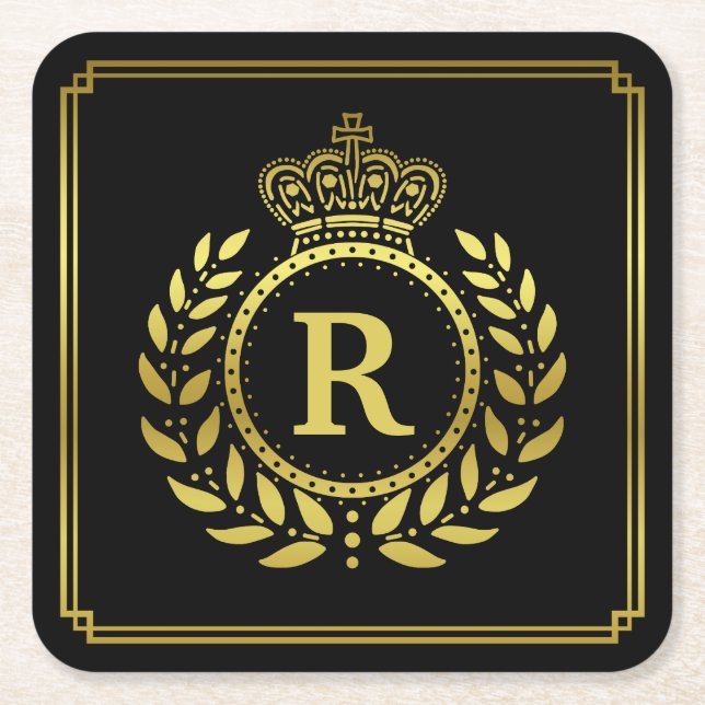 Mit Monogramm Rechteckiger Pappuntersetzer (Vorderseite)