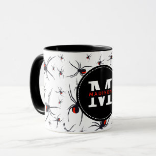 Mit Monogramm Red & Black Spider Muster Tasse