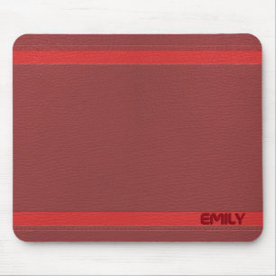 Mit Monogramm Red Leather Look Mousepad