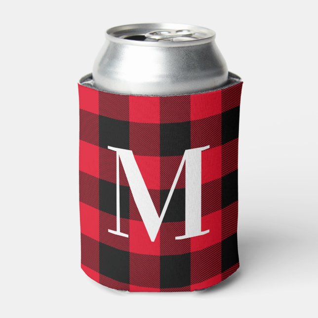 Mit Monogramm Red und Black Lumberjack Buffalo Kar Dosenkühler (Kanne Vorderseite)