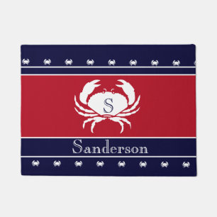 Mit Monogramm Red White Black Crab Kitchen Rug Fußmatte