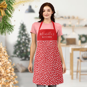 Mit Monogramm Red White Polka Dos Weihnachten Schürze
