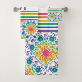 Mit Monogramm Regenbogen Blumenbrunnen Badhandtuch Set