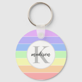 Mit Monogramm Regenbogenfarbenmuster Schlüsselanhänger
