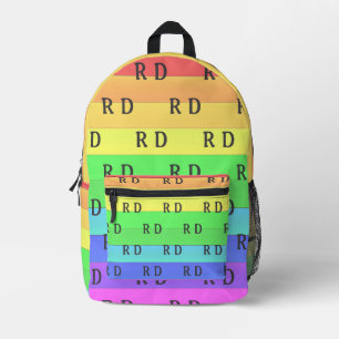 Mit Monogramm Regenbogenstreifen, nach Maß geferti Bedruckter Rucksack