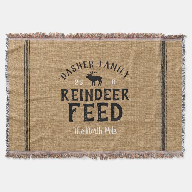 Mit Monogramm Rentier Füttre Grain Sack Decke (Vorderseite)
