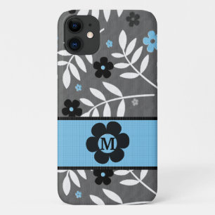 Mit Monogramm Retro Blue Floral Thema Case-Mate iPhone Hülle
