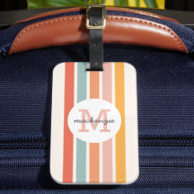 Mit Monogramm Retro Farbige Streifen Personalisier