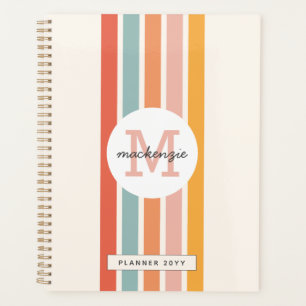 Mit Monogramm Retro Farbige Streifen Personalisier Planer