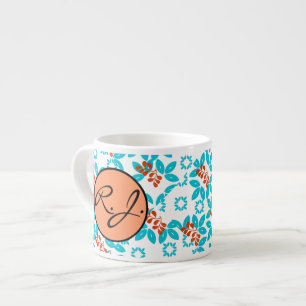 Mit Monogramm Retro-Farbleaf-Muster Espressotasse