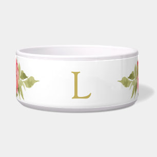 Mit Monogramm Rosa Aquarellfarben-Rose Napf