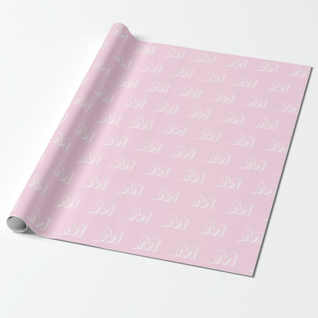 Mit Monogramm rosa, benutzerdefiniertes Zahlenmust Geschenkpapier (Ungerollt)