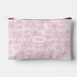 Mit Monogramm, rosa, blütenfarbenes Muster Zubehörtasche