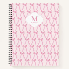 Mit Monogramm rosa Coquette Bogen personalisiert Notizbuch
