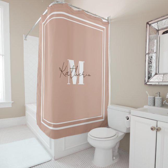 Mit Monogramm Rosa Duschvorhang Farbe D3A592 (Beispiel)