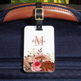 Mit Monogramm rosa Floral Gepäckanhänger