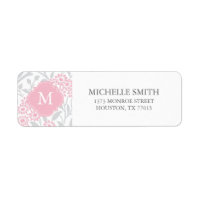 Mit Monogramm rosa, florales Damasketmuster