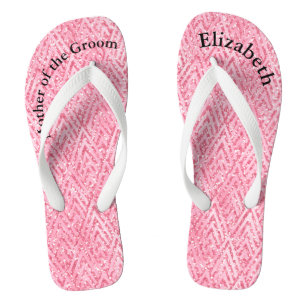 Mit Monogramm Rosa Glitzer Mutter des Brautpaares Flip Flops