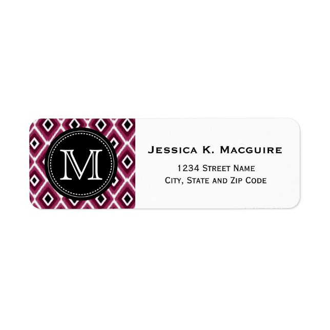 Mit Monogramm rosa Ikat Diamant Muster (Vorne)