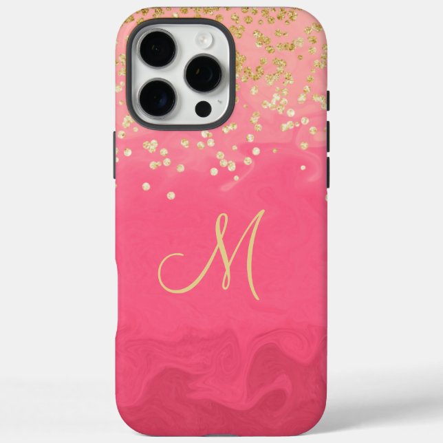 Mit Monogramm rosa iPhone 16 Pro Max Hülle (Rückseite)