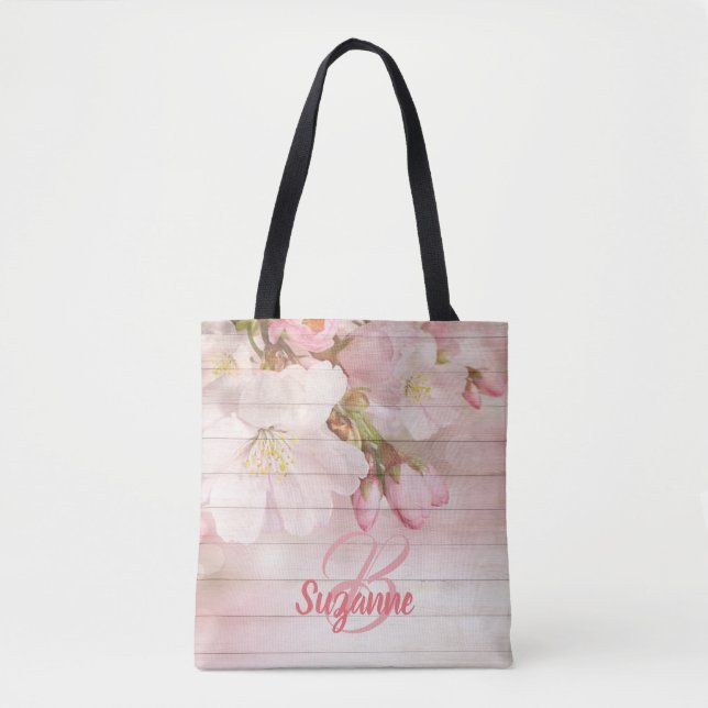Mit Monogramm Rosa Kirschblüten, gürtelartig paste Tasche (Vorderseite)