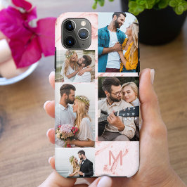 Mit Monogramm rosa Marmor 5 FotoCollage Case-Mate iPhone Hülle
