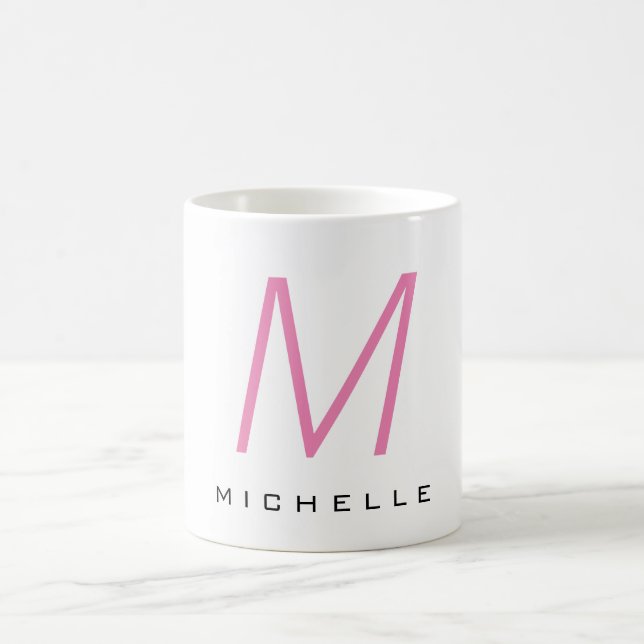 Mit Monogramm rosa Modern Ihr Name Kaffeetasse (Mittel)