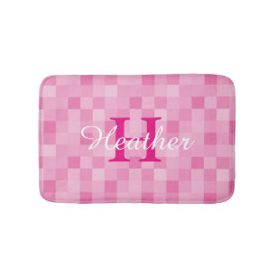 mit Monogramm rosa Mosaikfliesen Badematte