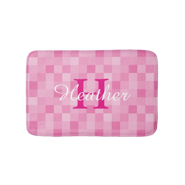 mit Monogramm rosa Mosaikfliesen Badematte (Vorderseite)