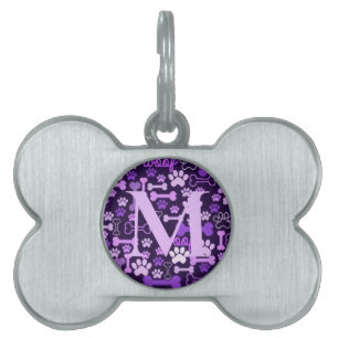 Mit Monogramm rosa Paw Prints & Bones Tiermarke