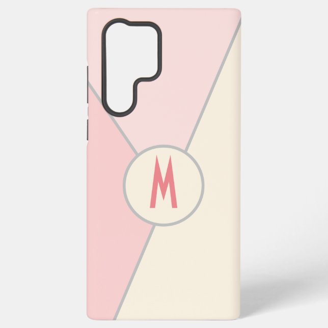 Mit Monogramm-rosa-rosa cOLOR-Block Samsung Galaxy Hülle (Rückseite)