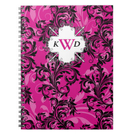 Mit Monogramm-rosa-Schwarz-weiß-ScrollNotebook Notizblock