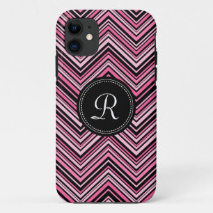 Mit Monogramm rosa Schwarzes Tribal Zickzack Muste title_seo2