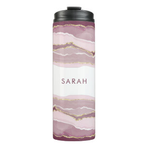 Mit Monogramm rosa Thermosbecher