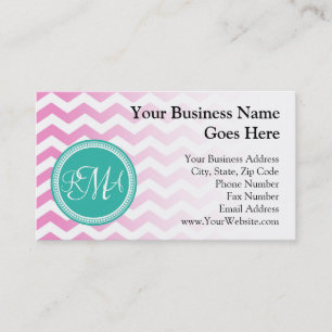 Mit Monogramm Rosa und Aquamarine Zickzack Benutze Visitenkarte